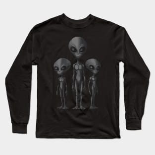 extraterrestrial bodies. Alien invasion. black and white. uap Long Sleeve T-Shirt